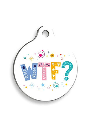WTF? Yuvarlak Şekilli Kedi ve Köpek Künyesi Medium 2,6 x 3,8 cm