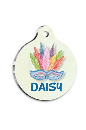 Tüylü Maske Kedi ve Köpek Künyesi Large 3,8 cm