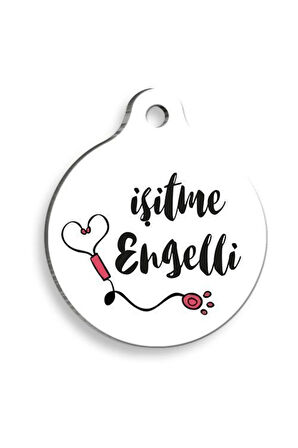 İşitme Engelli Beyaz Yuvarlak Kedi ve Köpek Künyesi