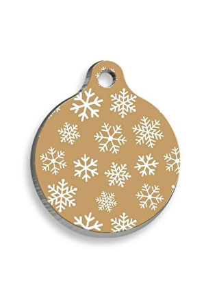 Christmas Serisi Snow Flake Pattern Yuvarlak Kedi ve Köpek Künyesi Small: 2,5 cm.