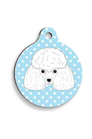 Mavi Puantiyeli Kaniş Yuvarlak Köpek Künyesi Small 2,5 cm