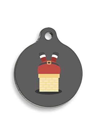 Christmas Serisi Santa Roof Comics Yuvarlak Kedi ve Köpek Künyesi Small: 2,5 cm.