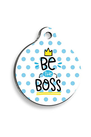 Be The Boss Mavi Yuvarlak Şekilli Kedi ve Köpek Künyesi Small 2,1 x 3,1 cm