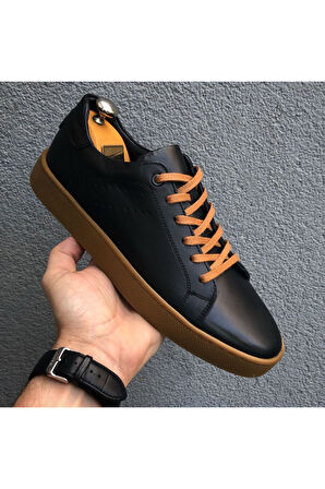 Hakiki Deri Yeni Sezon Rahat Siyah Sneaker Günlük Erkek Ayakkabı GY270524