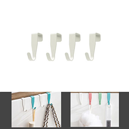 Microcase Sert ABS Plastik Çok Amaçlı Mutfak Dolabı Kapı Duşakabin vb Alanlar için Plastik Askılık Kanca 4lü Set - MAVİ AL4988