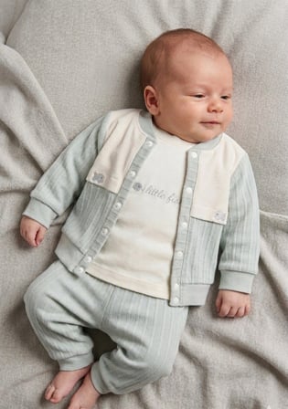Tonton Baby Balık Nakışlı 3'lü Erkek Bebek Hırkalı Alt Üst Takım – Mint Yeşili
