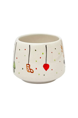 Geyikli Yılbaşı El Yapımı Seramik Kupa, Seramik Fincan, Double Türk Kahvesi, Nescafe Fincanı