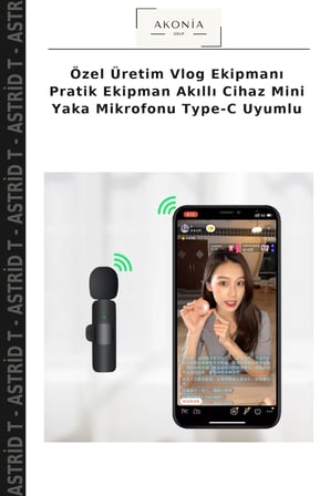 Özel Üretim Vlog Ekipmanı Pratik Ekipman Akıllı Cihaz Mini Yaka Mikrofonu Type-C Uyumlu