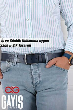 Özel  Kutulu | %1oo Hakiki Manda Derisi | Lacivert Erkek Kot Kemeri | Hediyelik Çeyizlik Kemer