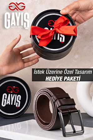 Özel  Kutulu | %1oo Hakiki Manda Derisi | Kahverengi Erkek Kot Kemeri | Hediyelik Çeyizlik Kemer