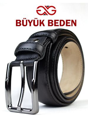 Büyük Beden Klasik Siyah Erkek Kemeri Battal Boy Kemer