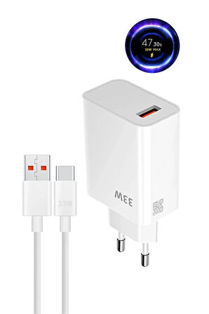 Xiaomi Mi 10T Pro Mİ 10T Lite Uyumlu 33W Süper Hızlı Şarj Aleti Seti Adaptör ve Usb to Type-c Kablo