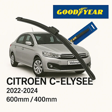 GOOD YEAR 2’li Set Muz Tipi Silecek Takımı Citroen C-Elysee 2012-2024 Ön Cam Sileceği 600mm-400mm