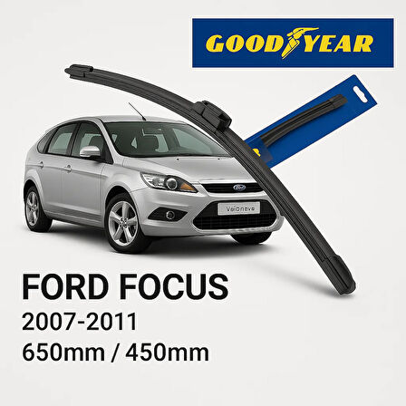GOOD YEAR 2’li Set Muz Tipi Silecek Takımı Ford Focus 2007-2011 Ön Cam Sileceği 650mm-450mm