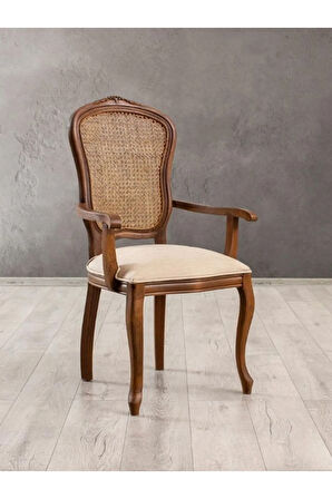 Victoria Kolçaklı Hazeranlı Ahşap Oymalı Country Sandalye