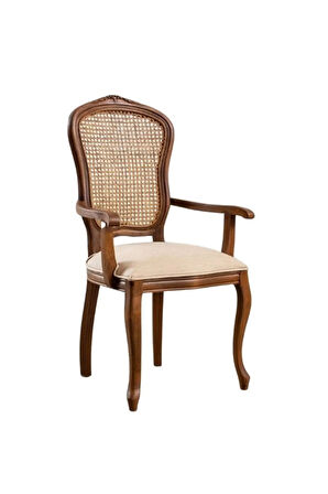 Victoria Kolçaklı Hazeranlı Ahşap Oymalı Country Sandalye