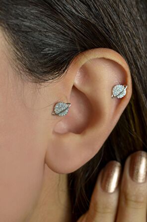 Çelik Gezegen Piercing Helix Kıkırdak Gümüş Renk