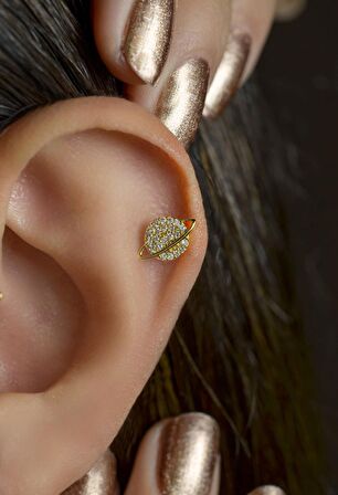 Çelik Gezegen Piercing Helix Kıkırdak Gold Renk