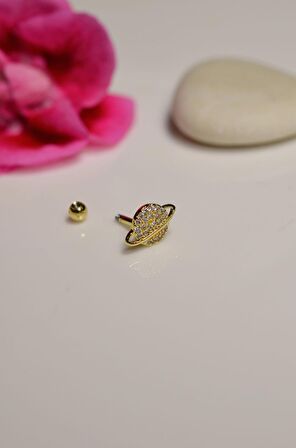 Çelik Gezegen Piercing Helix Kıkırdak Gold Renk