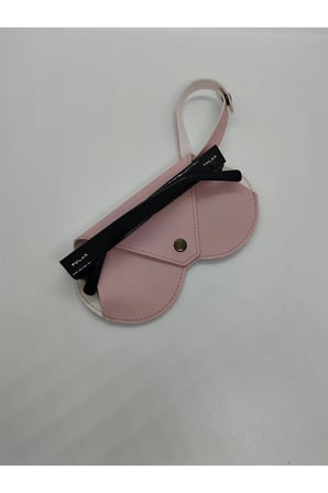 Çantaya Takılabilir Portatif Çıtçıtlı Suni Deri Gözlük Kılıfı Pembe