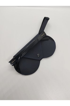 Çantaya Takılabilir Portatif Çıtçıtlı Suni Deri Gözlük Kılıfı Lacivert