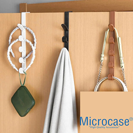 Microcase Taşınabilir Kapı Arkası Dikey 5 Kancalı Takı Eşya Çanta Şapka Kıyafet Askısı - BEYAZ AL4833 1  Adet