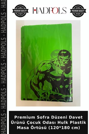 Premium Sofra Düzeni Davet Ürünü Çocuk Odası Hulk Plastik Masa Örtüsü (120*180 cm)