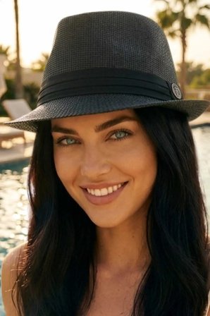 Tezzgelsin Kadın Hasır Fötr Şapka Siyah Bantlı Yazlık Plaj Şapkası Jackson Model