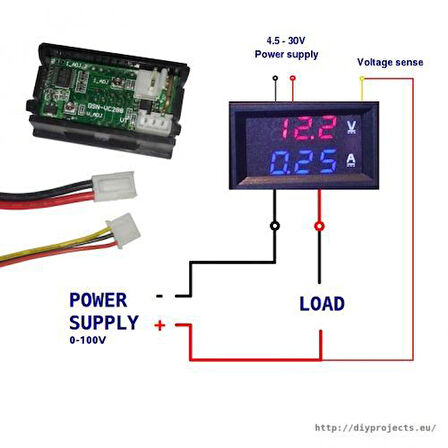 0.28" 100V 10A Çift Led Ekranlı Voltmetre Ve Ampermetre Modülü