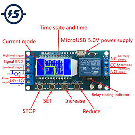 Dijital Lcd Ekran Zaman Geciktirme Röle Modülü Xy-Lj02