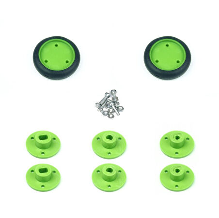 30X8 mm Yeşil Renk Geçmeli Tekerlek Seti