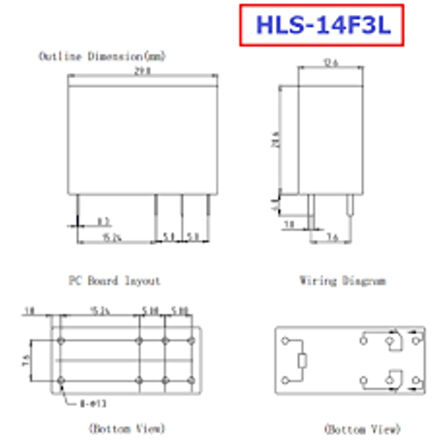 12 V 5 A Çift Kontak Röle - Hls-14F3L-Dc12V-C