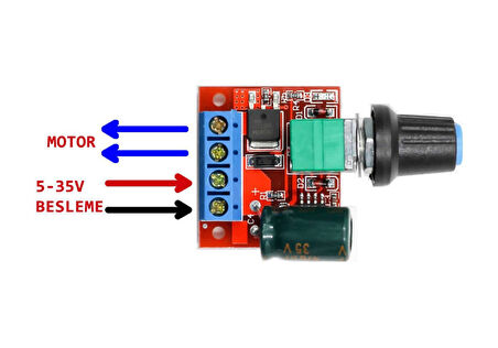 5A 35V Mini Dc Motor Pwm Potlu Hız Kontrol Devresi 90 Watt