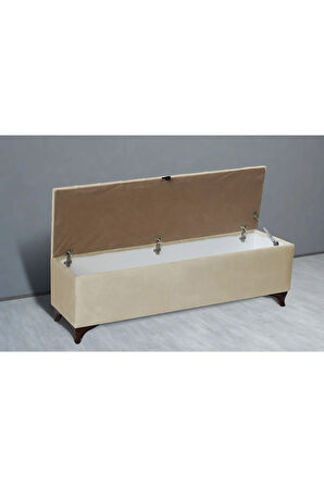 Vetra Chester Model Bej Sandıklı Puf - Kapitoneli Model 140cm Sandıklı Bench