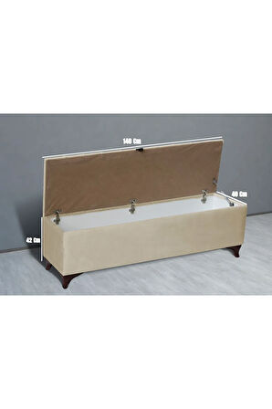 Vetra Chester Model Bej Sandıklı Puf - Kapitoneli Model 140cm Sandıklı Bench