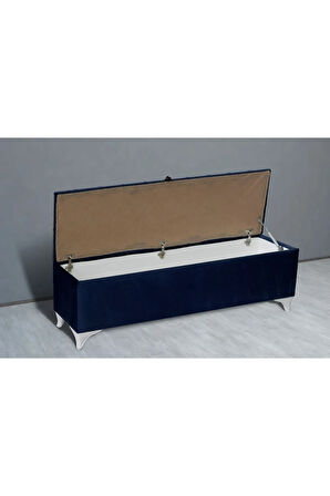 Vetra Chester Model Mavi Sandıklı Puf - Kapitoneli Model 140cm Sandıklı Bench