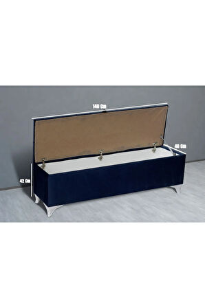 Vetra Chester Model Mavi Sandıklı Puf - Kapitoneli Model 140cm Sandıklı Bench