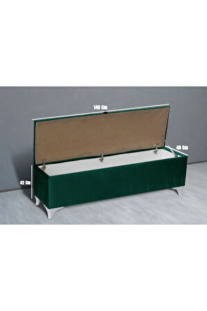 Vetra Chester Model Yeşil Sandıklı Puf - Kapitoneli Model 140cm Sandıklı Bench