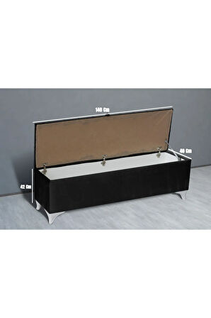 Vetra Chester Model Antrasit Sandıklı Puf - Kapitoneli Model 140cm Sandıklı Bench