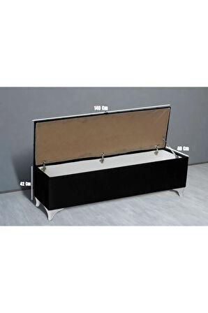 Vetra Chester Model Siyah Sandıklı Puf - Kapitoneli Model 140cm Sandıklı Bench