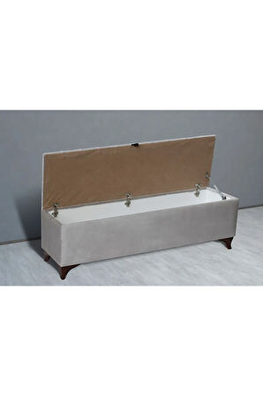 Vetra Chester Model Krem Sandıklı Puf - Kapitoneli Model 140cm Sandıklı Bench