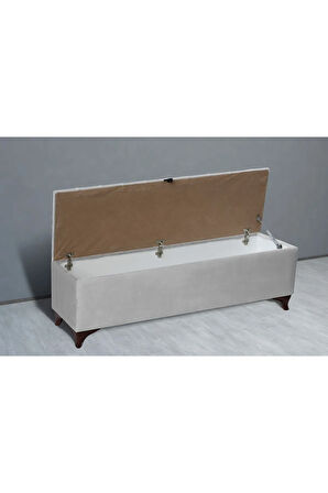 Vetra Chester Model Beyaz Sandıklı Puf - Kapitoneli Model 140cm Sandıklı Bench