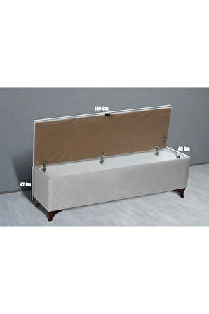 Vetra Chester Model Beyaz Sandıklı Puf - Kapitoneli Model 140cm Sandıklı Bench