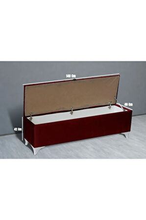 Vetra Chester Model Bordo Sandıklı Puf - Kapitoneli Model 140cm Sandıklı Bench