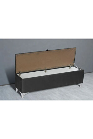 Vetra Chester Model Gri Sandıklı Puf - Kapitoneli Model 140cm Sandıklı Bench