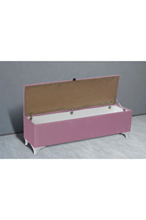Vetra Chester Model Pembe Sandıklı Puf - Kapitoneli Model 140cm Sandıklı Bench