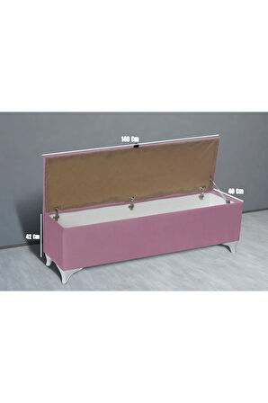 Vetra Chester Model Pembe Sandıklı Puf - Kapitoneli Model 140cm Sandıklı Bench