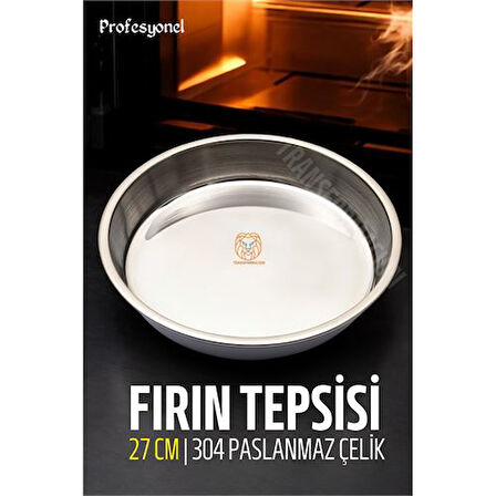 Çelik Fırın Tepsisi 27 cm 304 Paslanmaz Çelik.Glpzr
