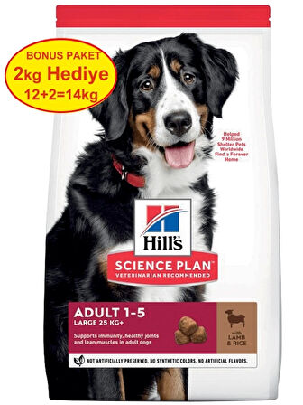 Hills Büyük Irk Kuzu Etli Yetişkin Köpek Maması 12+2 Kg Hediyeli.Gzpde
