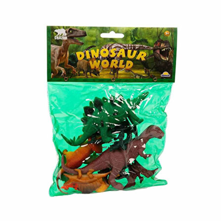 0710 Dinozorların Dünyası Poşetli Hayvan Oyun Seti Orta Boy.Gzpxt